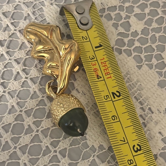 Francesca Vintage Visconti Clip Earrings - Signed, Acorns/Leaves, Italy - Picture 5 of 5